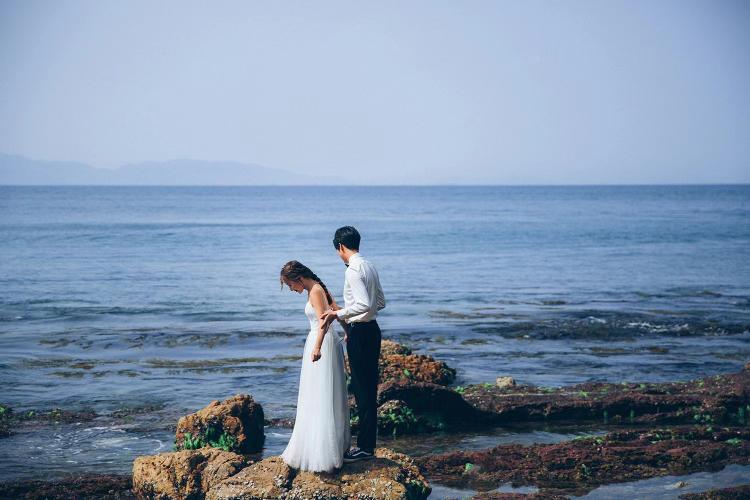 海景婚纱照，浪漫海滩氛围感