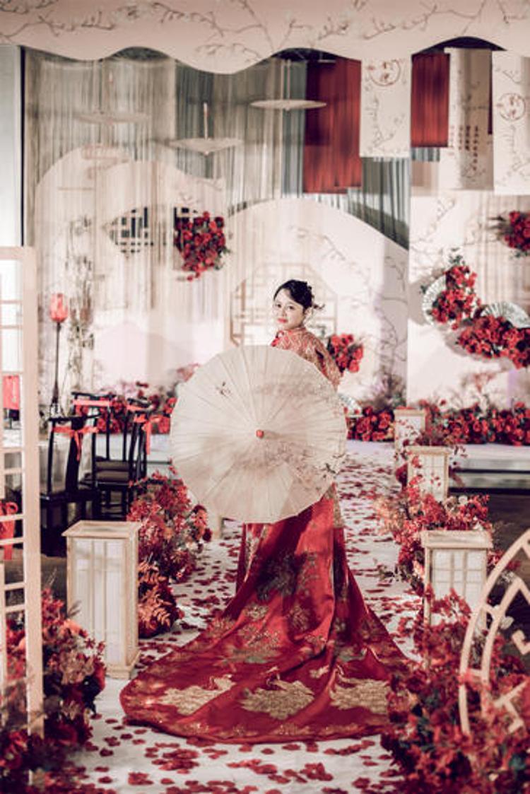 长沙晴溪莊园·宴会厅-红+香槟 新中式婚礼