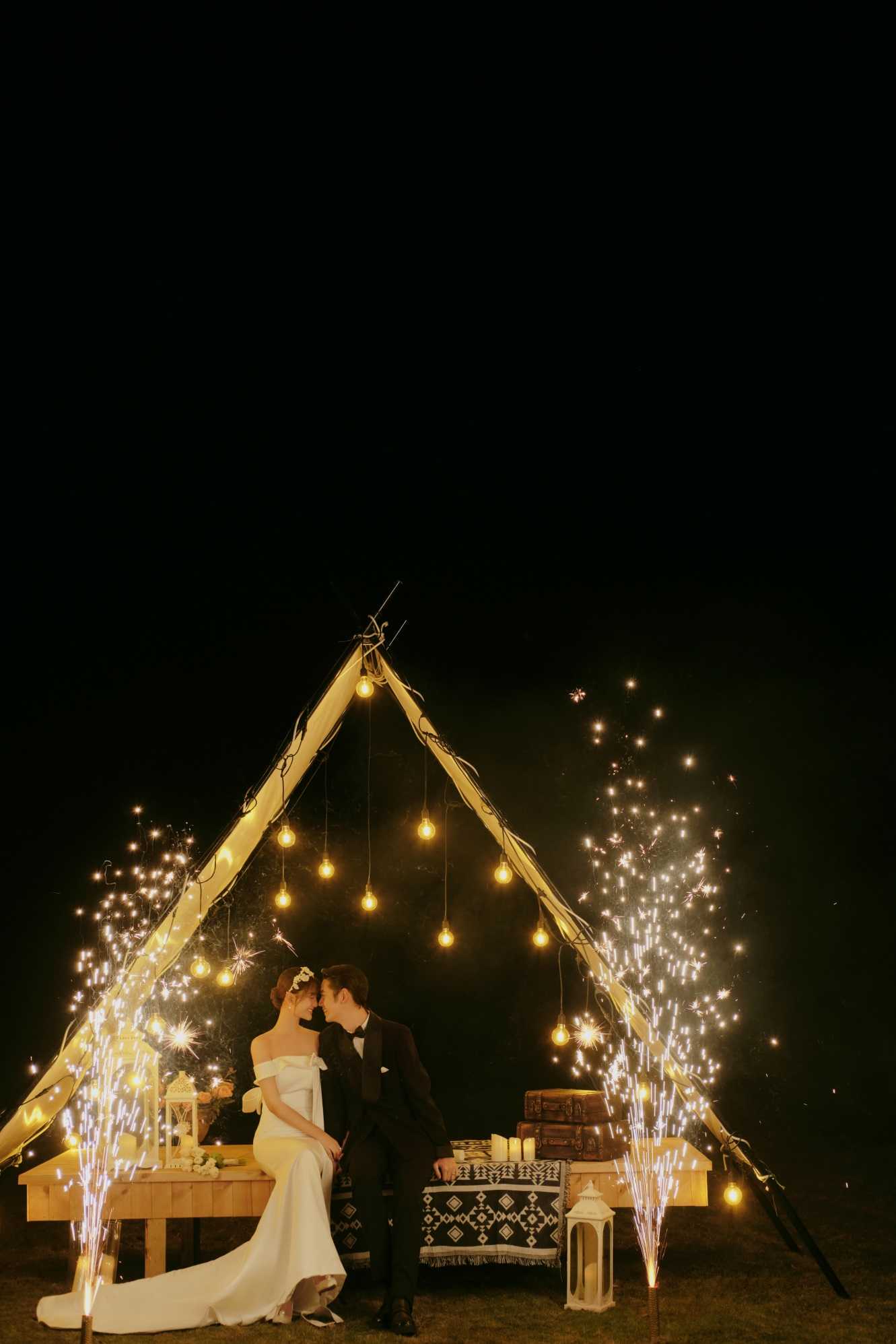 夜景灯光婚纱照 干净灵动的波纹光影